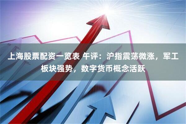 上海股票配资一览表 午评：沪指震荡微涨，军工板块强势，数字货币概念活跃